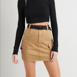 garage beige cargo skirt